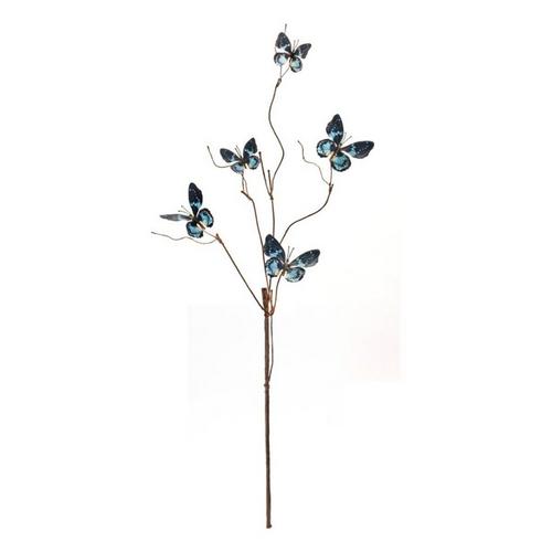 Melrose International Blue and Black Wire Butterfly Spray (Set of 6) - Primary Image