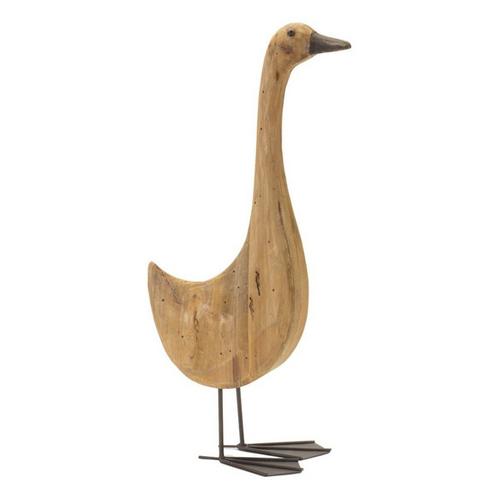 Melrose International Natural Fir Wood Goose Figurine with Rustic Metal Accents (Set of 2) - Primary Image