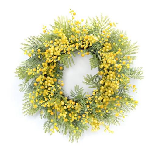 Melrose International Fern and Mimosa Wreath 27"D - Primary Image