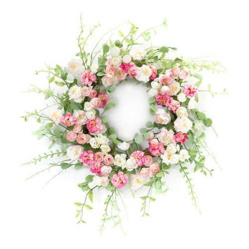 Melrose International Mixed Peony Floral Wreath 23"D - Primary Image