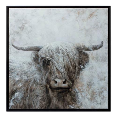 Melrose International 20.5"SQ Framed Mountain Bull Canvas Painting Wall Art - Primary Image