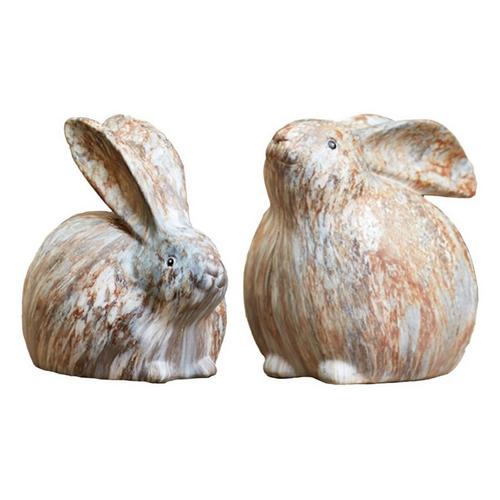 Melrose International Modern Bunny Rabbit Figurine with Marble Finish (Set of 2) - Primary Image