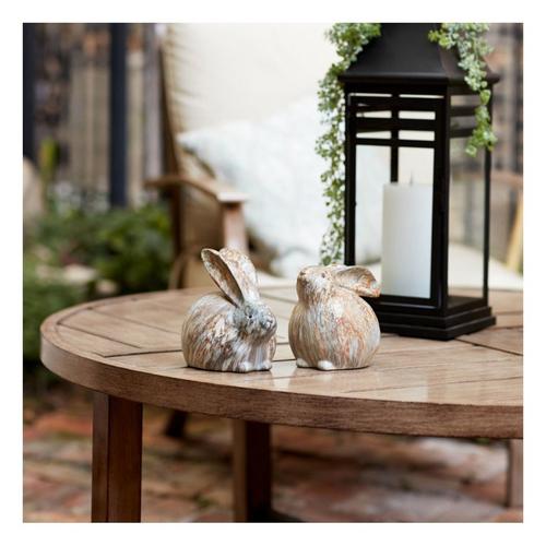 Melrose International Modern Bunny Rabbit Figurine with Marble Finish (Set of 2) - Primary Image