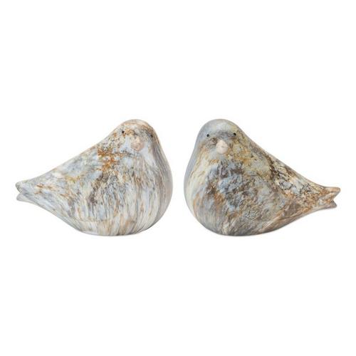 Melrose International Terra Cotta Bird with Marble Design (Set of 2) - Primary Image