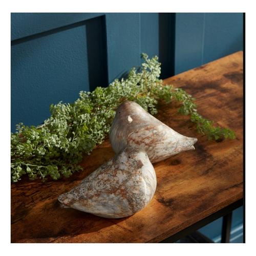 Melrose International Terra Cotta Bird with Marble Design (Set of 2) - Primary Image