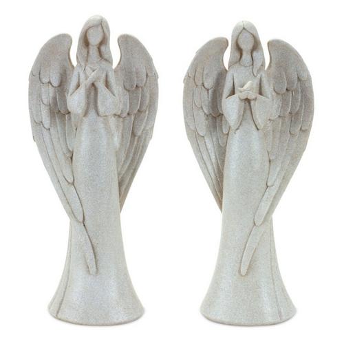 Melrose International Serene Angel Figurine with Bird Accent (Set of 2) - Primary Image