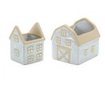 Melrose International Neutral Porcelain House and Barn Planter (Set of 2) - Thumbnail 1 of 3