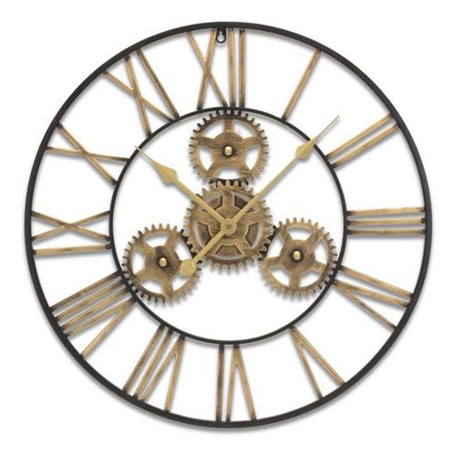 Melrose International 23.75"D Industrial Iron Gears Wall Clock with Roman Numerals - Primary Image