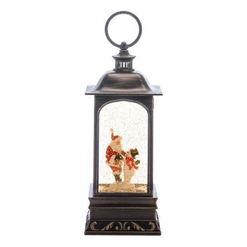 Melrose International 10.5"H Plastic Snow Globe Santa and Snowman - Primary Image