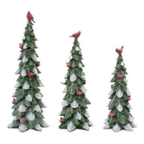 Melrose International Resin Tree w/Cardinal (Set of 3) - Primary Image