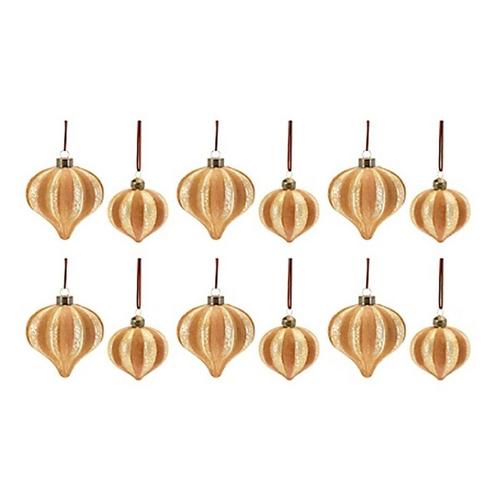 Melrose International Ribbed Glass Onion Ornament (Set of 12) - Primary Image
