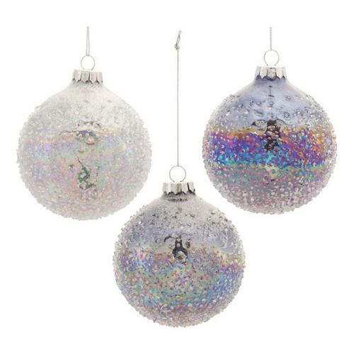 Melrose International 3"D Iredescent Glass Ball Ornament (Set of 12) - Primary Image