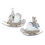 Melrose International 5"H Resin Santa on Sled (Set of 2) - Thumbnail 1 of 4