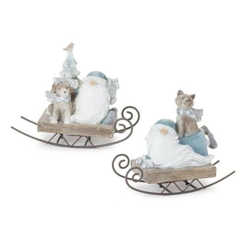 Melrose International 5"H Resin Santa on Sled (Set of 2) - Primary Image