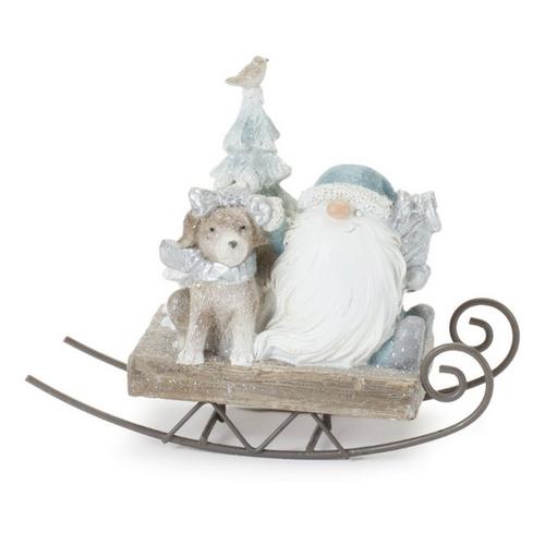 Melrose International 5"H Resin Santa on Sled (Set of 2) - Primary Image