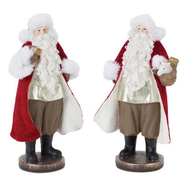 Melrose International 9"H Resin Santa (Set of 2)