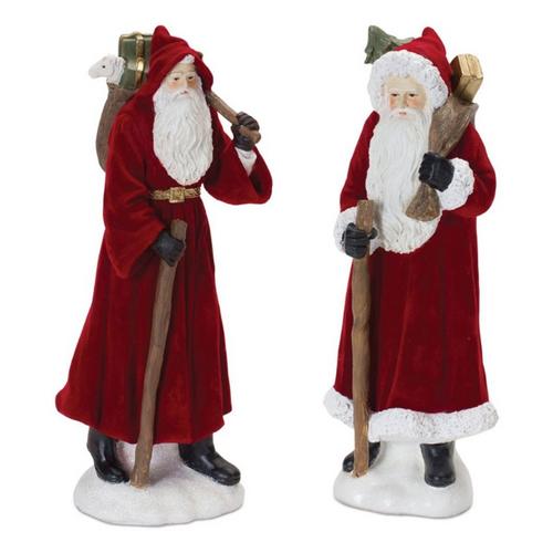 Melrose International 12"H Resin Santa (Set of 2) - Primary Image
