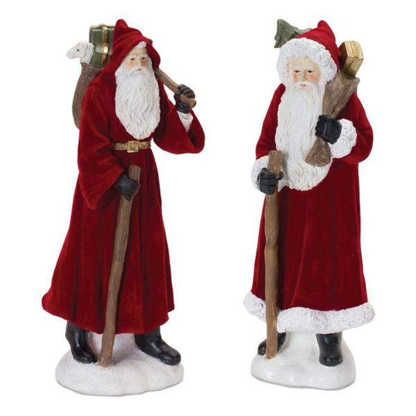 Melrose International 12"H Resin Santa (Set of 2)