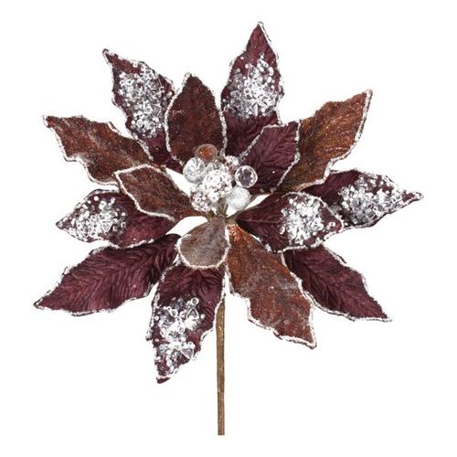 Melrose International 27"H Polyester Poinsettia Stem (Set of 2) - Primary Image