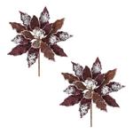 Melrose International 27"H Polyester Poinsettia Stem (Set of 2) - Thumbnail 3 of 3