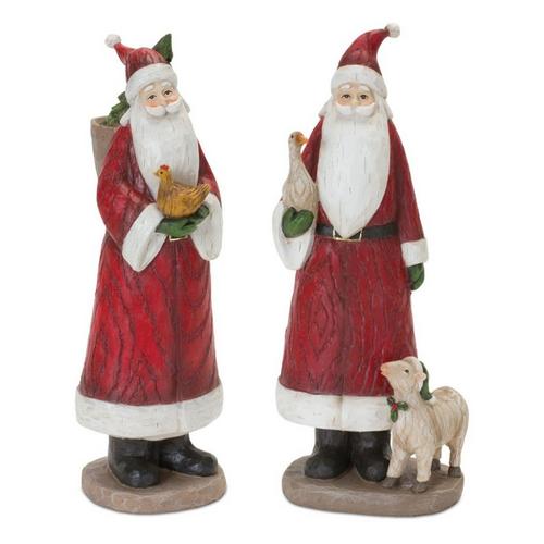 Melrose International 11"H Resin Santa w/Animals (Set of 2) - Primary Image