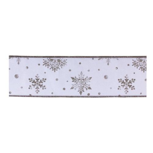 Melrose International 4" x 10 Yds. Snowflake Wired Cotton Ribbon (Set of 2) - Primary Image