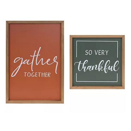 Melrose International Gather and Thankful Signs (Set of 2) - Primary Image