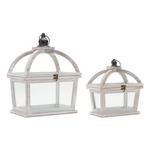 Melrose International White Tapered Wood Lantern with Open Lid (Set of 2) - Thumbnail 2 of 2