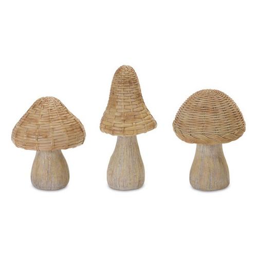 Melrose International Wicker Mushroom Dcor (Set of 3) - Primary Image