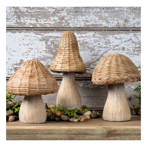 Melrose International Wicker Mushroom Dcor (Set of 3) - Primary Image