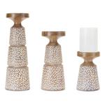 Melrose International Etched Candle Holder with Wood Grain Design (Set of 3) - Thumbnail 1 of 6