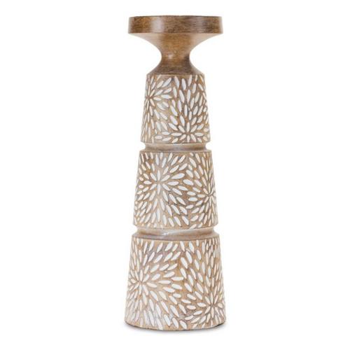 Melrose International Etched Candle Holder with Wood Grain Design (Set of 3) - Primary Image