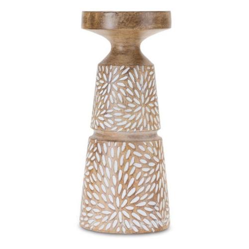 Melrose International Etched Candle Holder with Wood Grain Design (Set of 3) - Primary Image