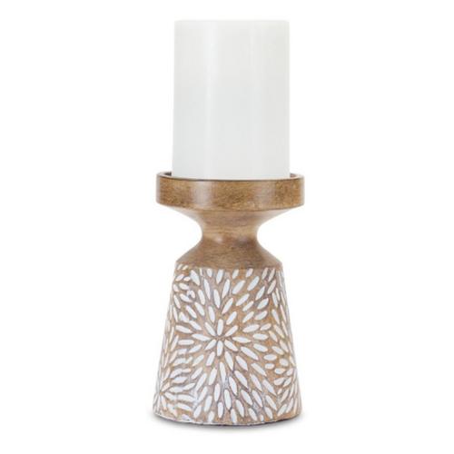 Melrose International Etched Candle Holder with Wood Grain Design (Set of 3) - Primary Image