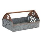 Melrose International Galvanized Metal Barn Caddy Tray (Set of 2) - Thumbnail 2 of 4