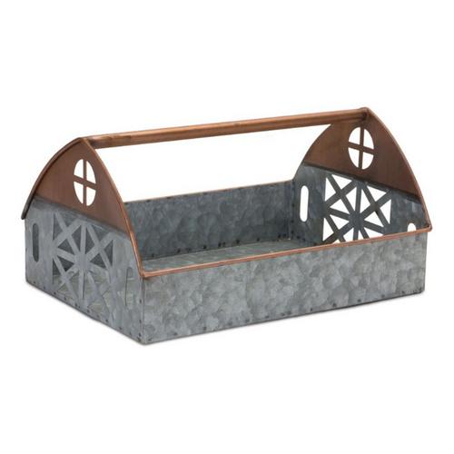 Melrose International Galvanized Metal Barn Caddy Tray (Set of 2) - Primary Image