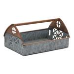 Melrose International Galvanized Metal Barn Caddy Tray (Set of 2) - Thumbnail 3 of 4