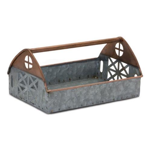 Melrose International Galvanized Metal Barn Caddy Tray (Set of 2) - Primary Image