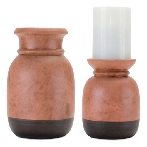 Melrose International Dual-Tone Ceramic Candle Holder (Set of 2) - Primary Image