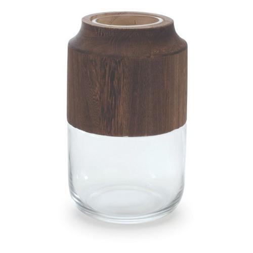 Melrose International Glass Vase with Wood Accent 9"H - Primary Image