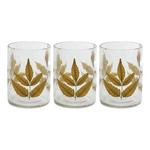 Melrose International Dried Yellow Leaf Glass Candle Holder (Set of 3) - Thumbnail 2 of 4