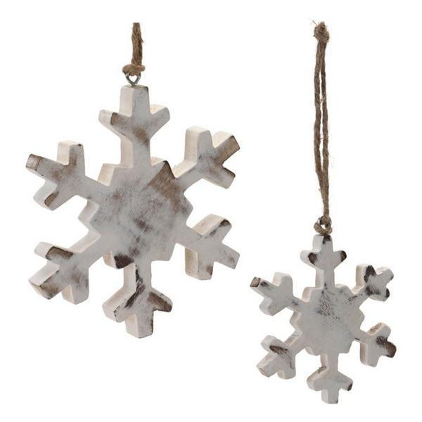Melrose International Distressed Wooden Snowflake Ornaments (Set of 12)