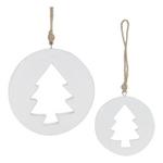 Melrose International White Wooden Tree Cut-Out Ornament (Set of 12) - Thumbnail 1 of 3