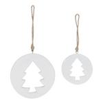 Melrose International White Wooden Tree Cut-Out Ornament (Set of 12) - Thumbnail 2 of 3