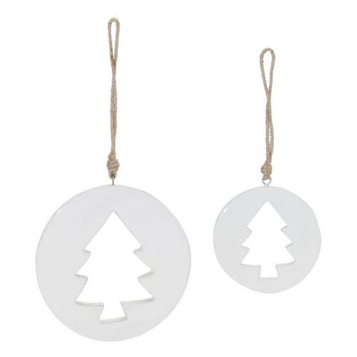 Melrose International White Wooden Tree Cut-Out Ornament (Set of 12) - Primary Image