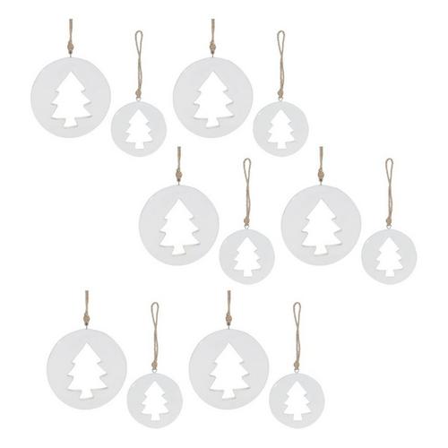 Melrose International White Wooden Tree Cut-Out Ornament (Set of 12) - Primary Image