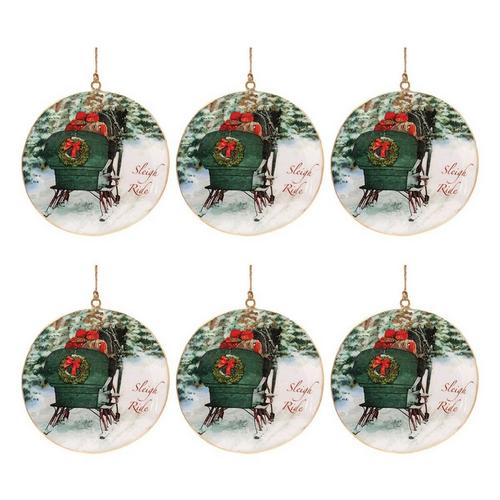 Melrose International Sleigh Ride Disc Ornaments (Set of 6) - Primary Image