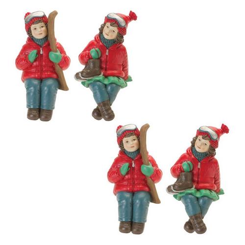 Melrose International Resin Kids w/ Skis and Skates Figurines (Set of 4) - Primary Image