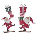Melrose International Wooden Santa w/ Presents Figurines (Set of 2) - Thumbnail 1 of 4
