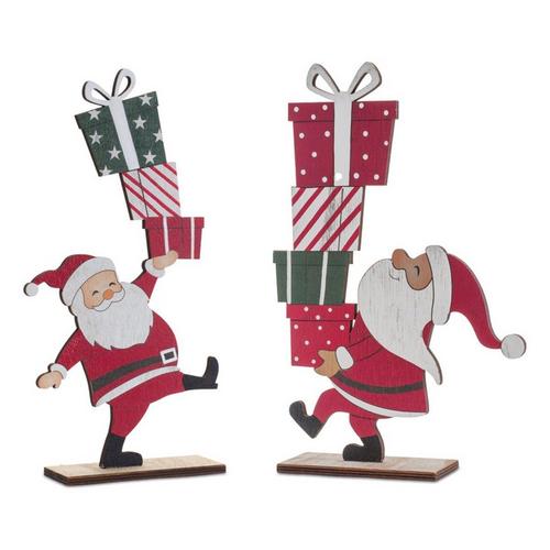 Melrose International Wooden Santa w/ Presents Figurines (Set of 2) - Primary Image